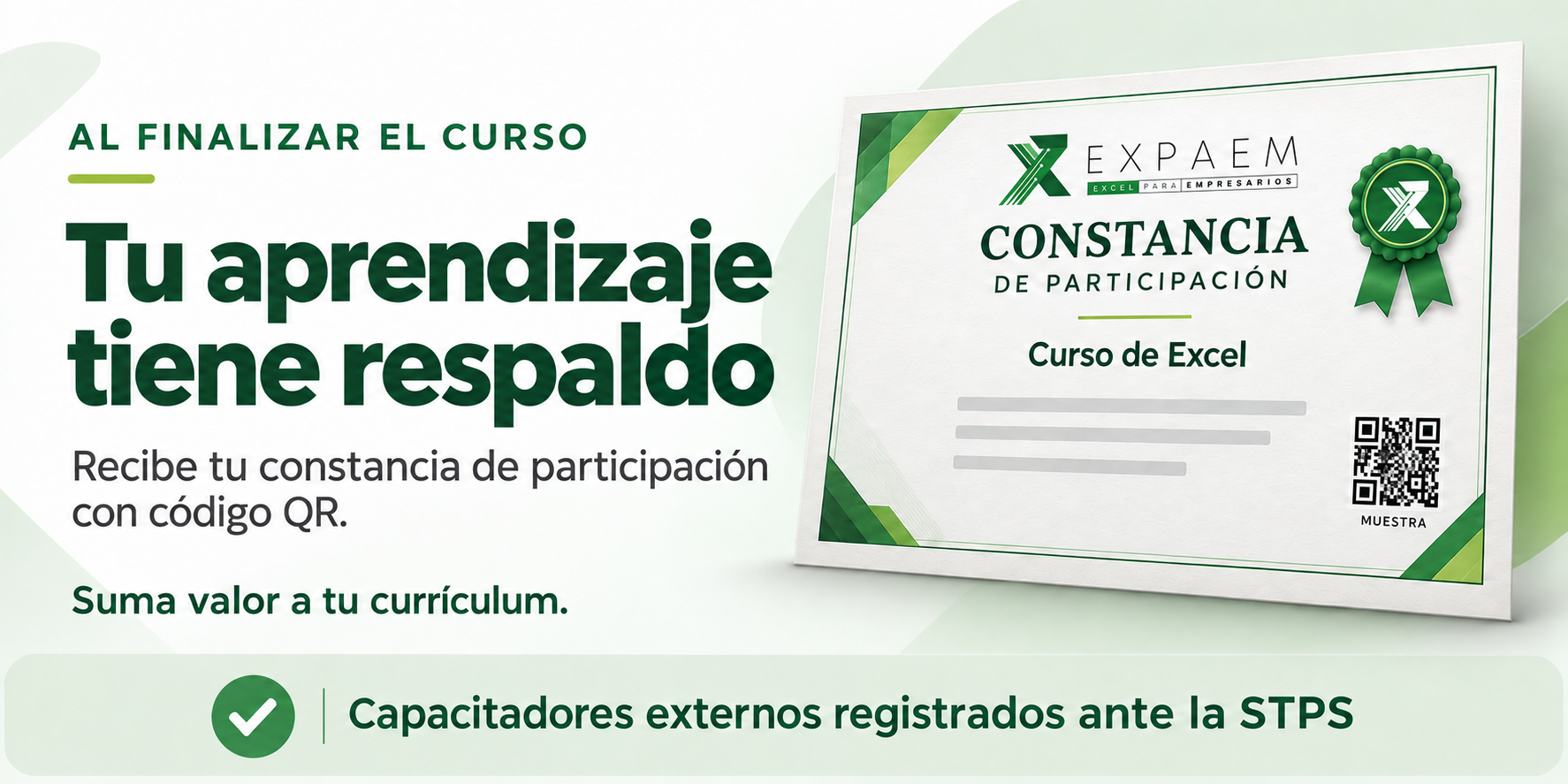 certificado de curso de excel